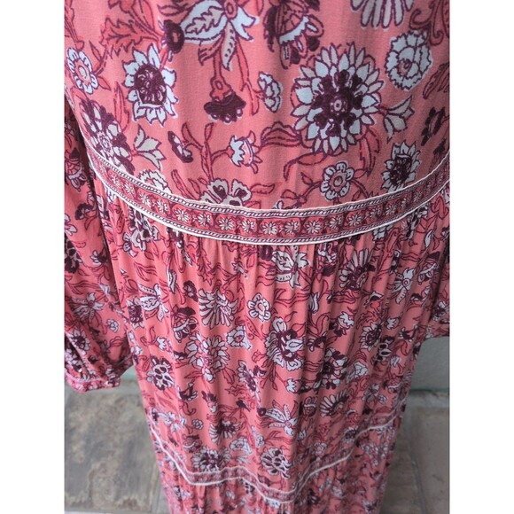 OLD NAVY Dress M Tallfloral Tiered Midi Maxi Puff Sleeve Peasant Cottagecore - Picture 7 of 9